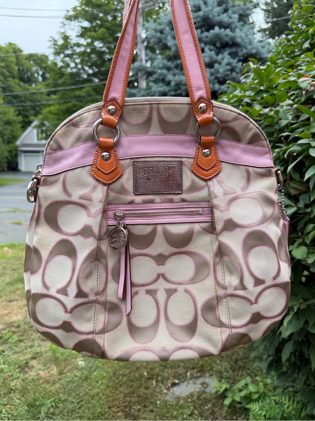 Coach Poppy Glam Tote 16291 Signature Jacquard Pink Y2k 2010 Satchel Bag